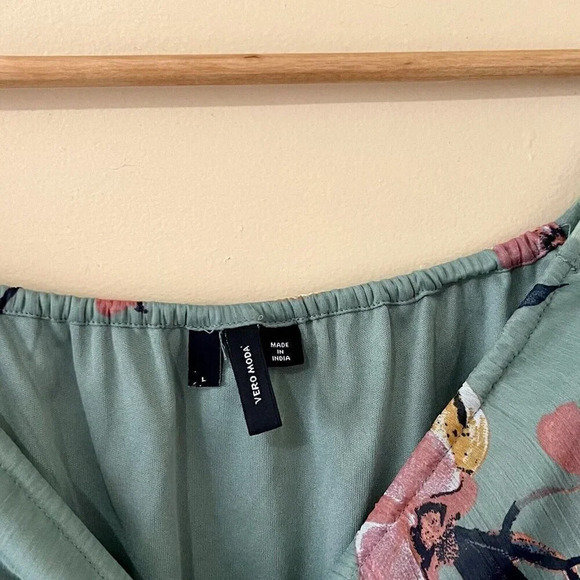 •SOLD•|Vera Moda| Off-Shoulder Knee Length Floral Spring Summer Dress Size US L - Picture 5 of 6